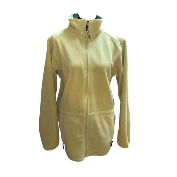 L.L. Bean woman’s large fleece lime green full zip sweater jacket - Picture 1 of 5